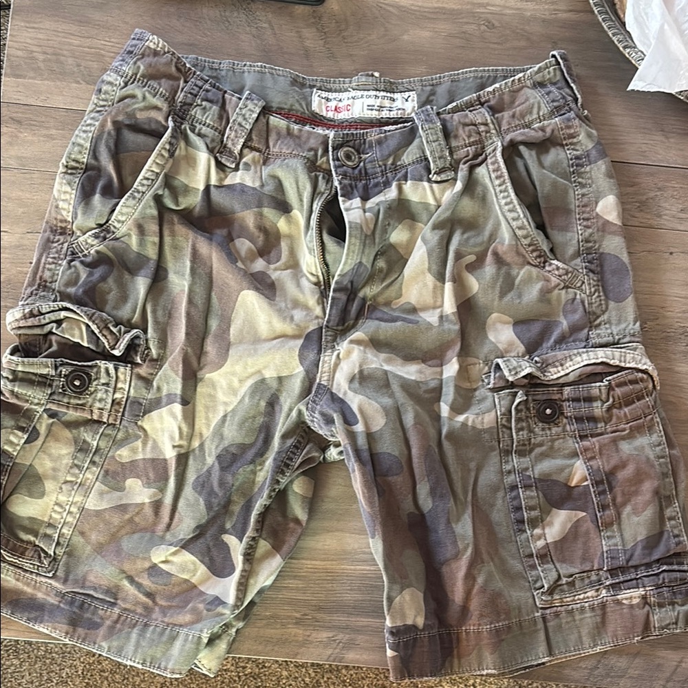American Eagle Outfitters Green and Brown Cargo Shorts